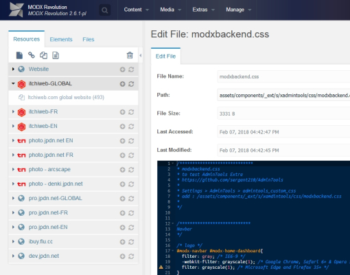 Personnalisation de l'affichage des contextes dans l'arborescence de MODX (icones et couleurs)