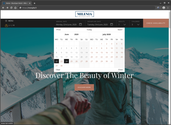Image Site de réservation pour hotel et gîtes - Calendrier des disponibilités