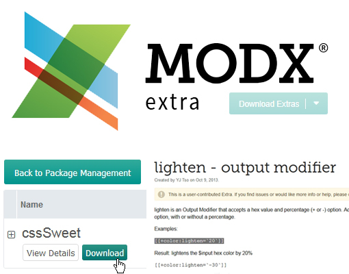 cssSweet : une suite d'outils pour gérer les feuilles de styles pour MODX